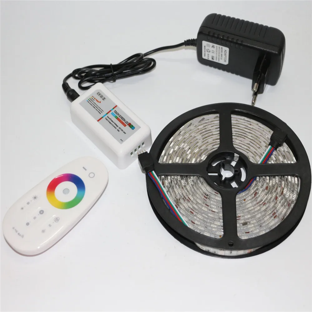 

5M 300Leds 12V SMD 5050 RGB LED Strip Light + 2.4G RF Remote Controller + DC 12V 3A Power Supply Adapter EU / US / AU / UK Plug