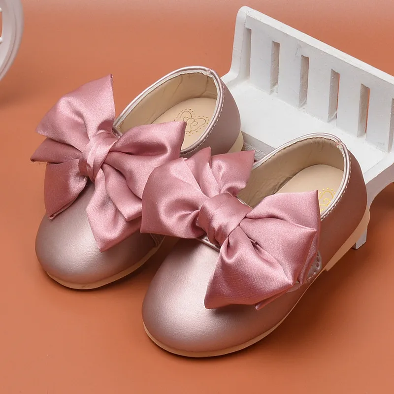 Kids Baby Girls Shoes Autumn/Spring Kids Princess Party Shoes With Bow Infant Leather Single Toddler Shoes For Child 0-2years
