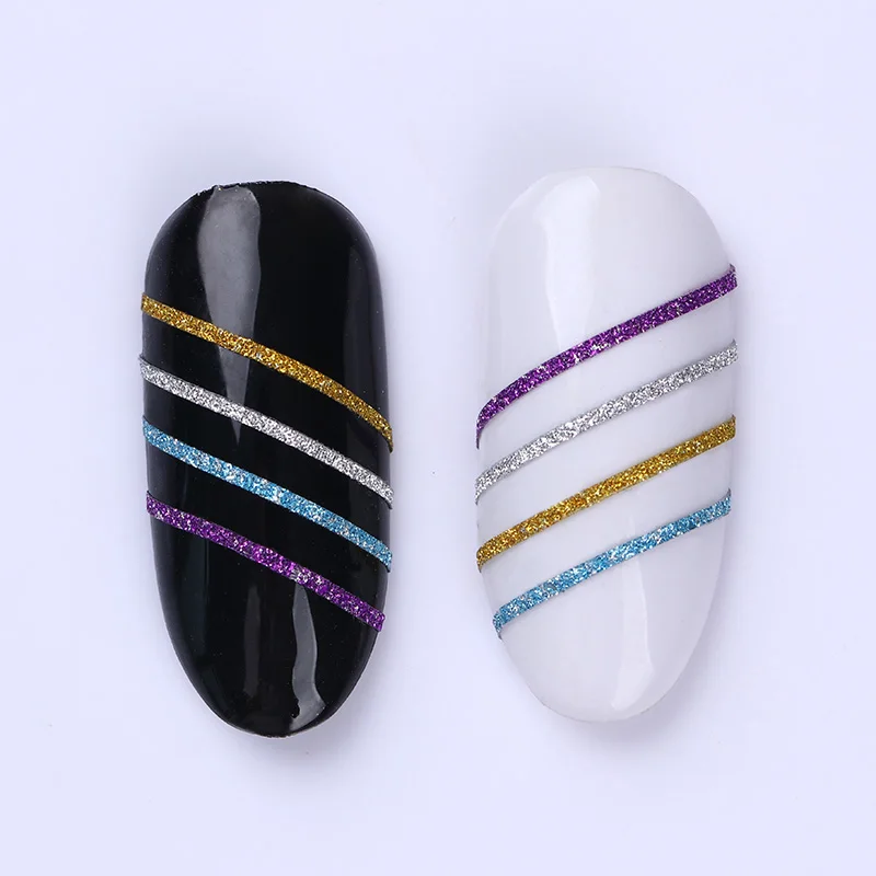 13 Rolls Matte Glitter Nail Striping Tape Line Multi-color Striping Adhesive Stickers Nail Art Decoration Manicure DIY Tips