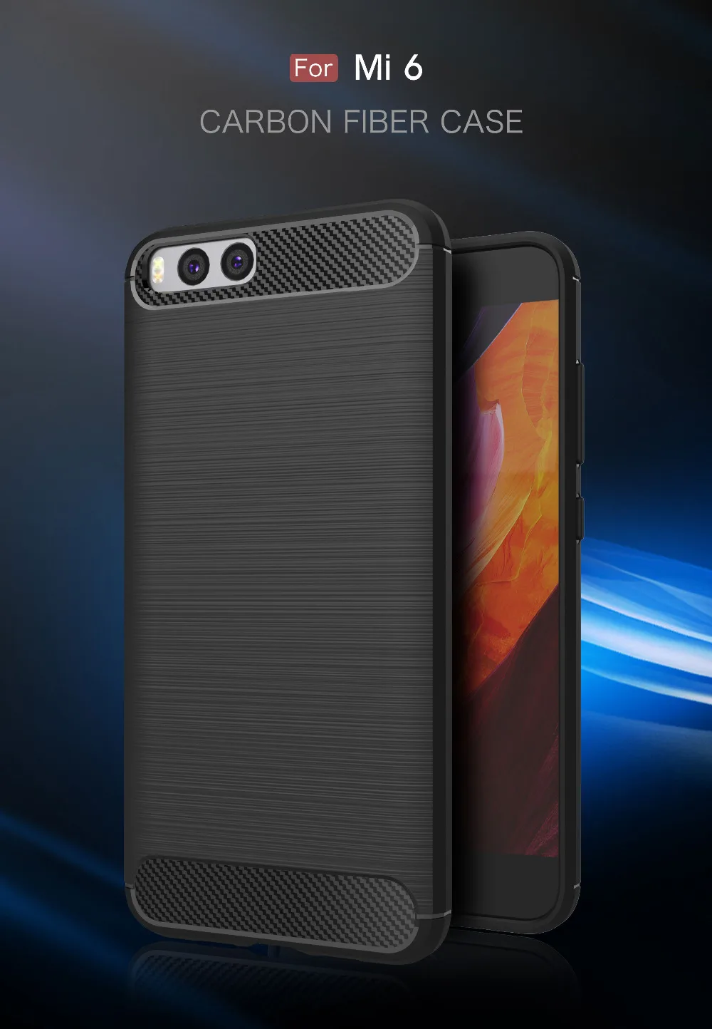 עבור Xiaomi Mi 6 מקרה סיליקון מקרה עבור Xiaomi Mi6 mi 6 מקרה כיסוי Fundas רך פחמן סיבי Brushe Coque etui Capinha Aksesuar