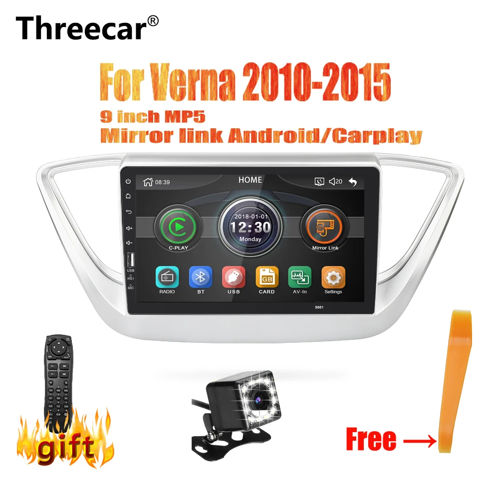 

Threecar 9 inch Car Radio Mirrorlink iPhone Android 9.0 Car Radio Multimedia MP5 Player For Verna 2010 2011 2012-2015 No Android