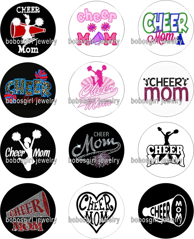 

CHEER MOM glass snap button Jewelry photo Round cabochon flat back Gl355