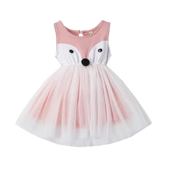 

free shipping wholesale 2016 newest autumn girls party dresses fashion fox sleeveless princess ball gown dresses