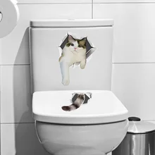 Cute kitten cat 3D naklejki ścienne łazienka szafka Home Decoration naklejki ozdobne pcv wodoodporna naklejka na toaletę tapeta