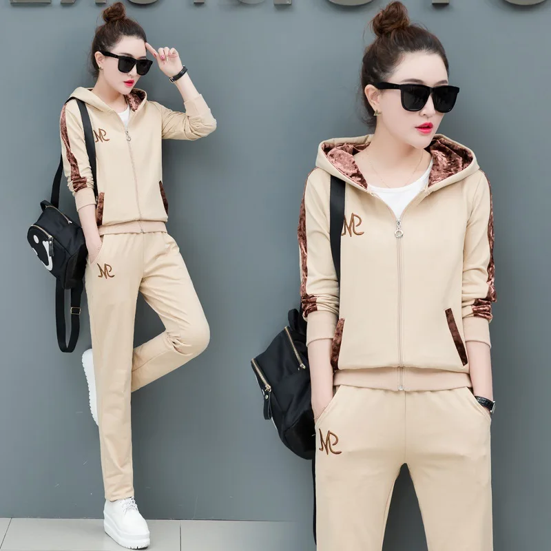 

3PCS Spring Women Sportswear Tracksuit Jacket+sweatshirt+pant Running Jogger Casual Exercise Workout Outfit Set Sport Sweat Suit