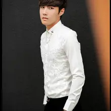 Новая популярная уникальная модная мужская одежда высокого качества, мужские сетчатые топы с вышивкой, изысканные черные, белые тонкие рубашки с длинными рукавами