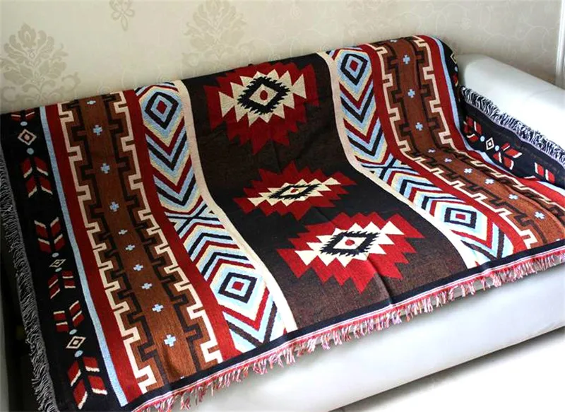 Темно-цветное полотенце для дивана с геометрическим дизайном, одеяло для дивана, коврик для окна, одеяло для пикника