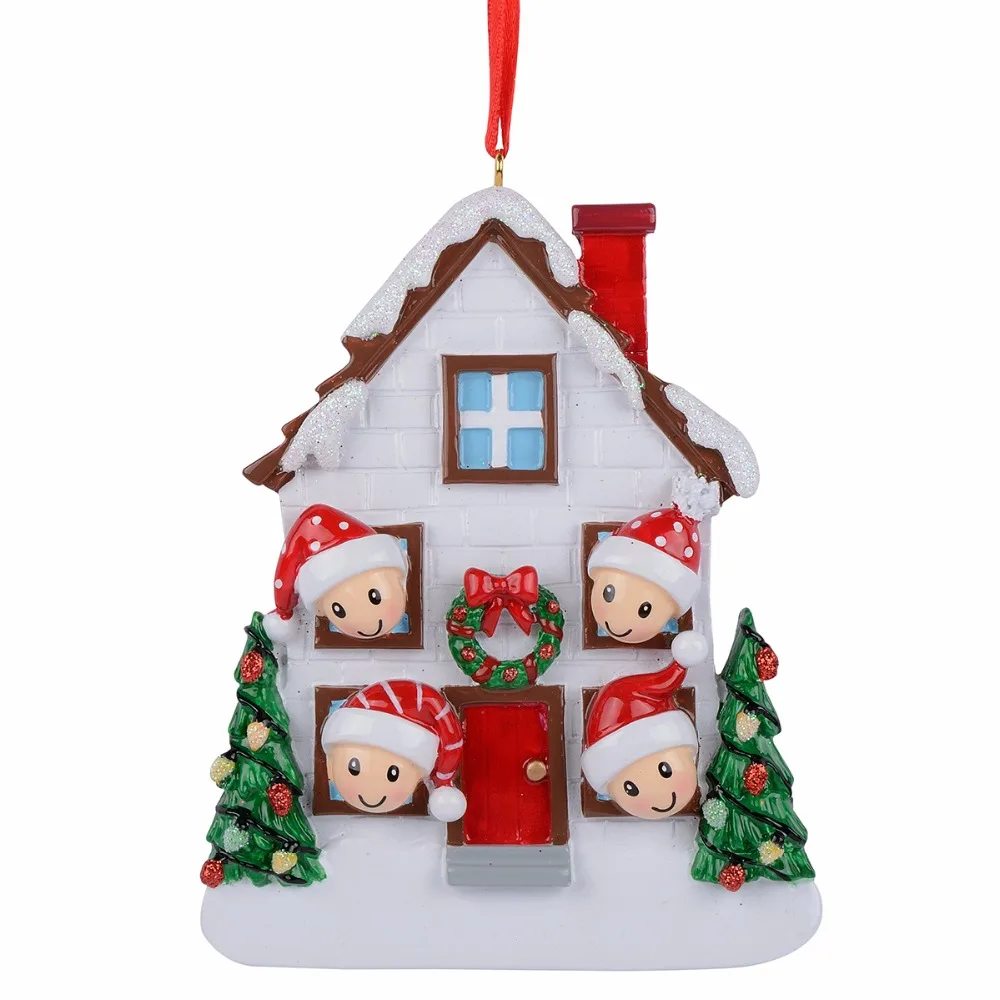 

Maxora Resin Gloss Christmas House of 4 Personalized Christmas Tree Ornaments