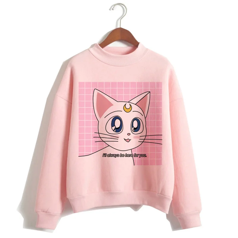 Сейлор Мун Харадзюку Толстовка корейский стиль ulzzang kawaii 90s мультфильм одежда пуловеры новые негабаритные с капюшоном уличная