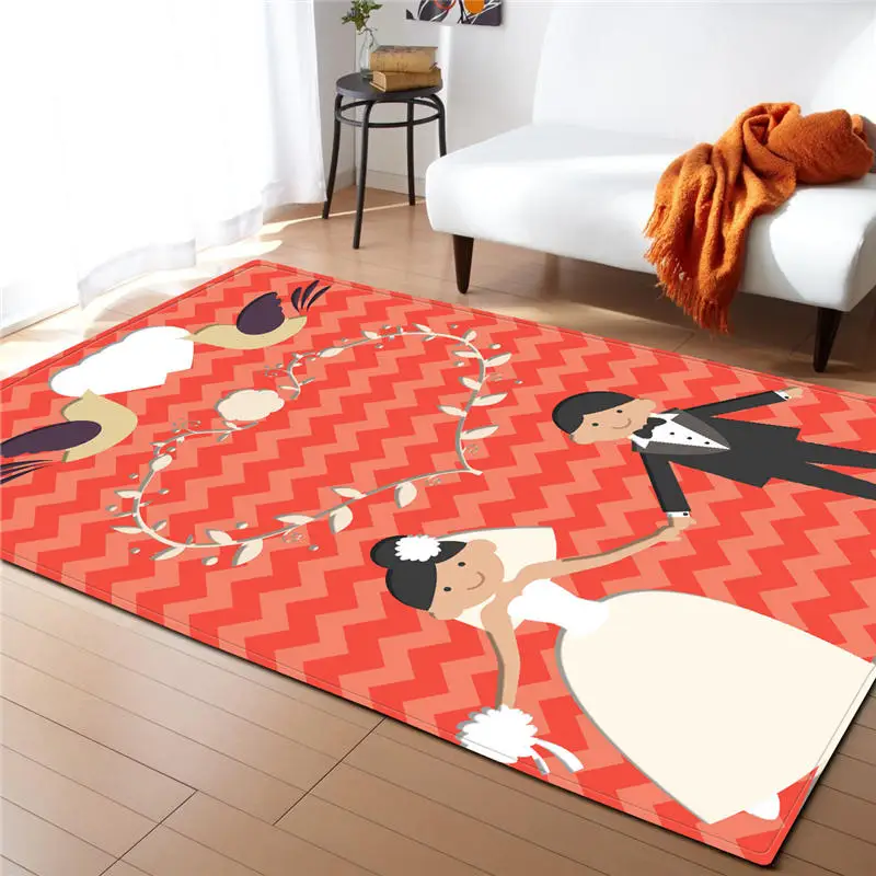 

Romantic Love Heart Printed Carpets For Livingroom Bedroom Anti-slip Floormat Area Rug Modern Blanket Washable Home Decor