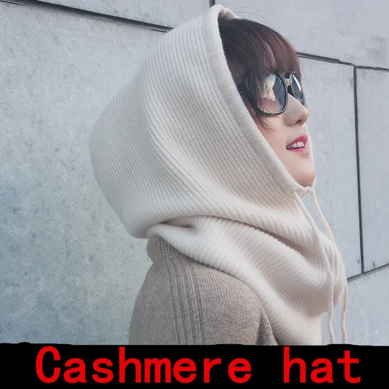 

Unisex 2019 Women Multifunction Scarf Hat Cashmere Wool Blend Knitted Even The Neck Hats Winter Soft Warm Solid Color Head Cap