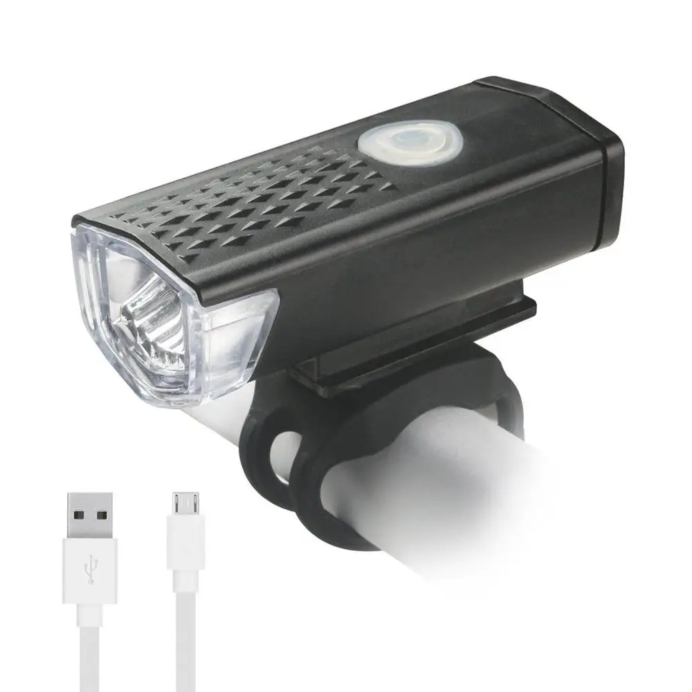 Велосипедный светильник с подзарядкой от USB 300 люмен, 3 режима, велосипедный передний светильник, водонепроницаемый 6000 K, велосипедный головной светильник, велосипедный светодиодный светильник-вспышка - Цвет: Черный