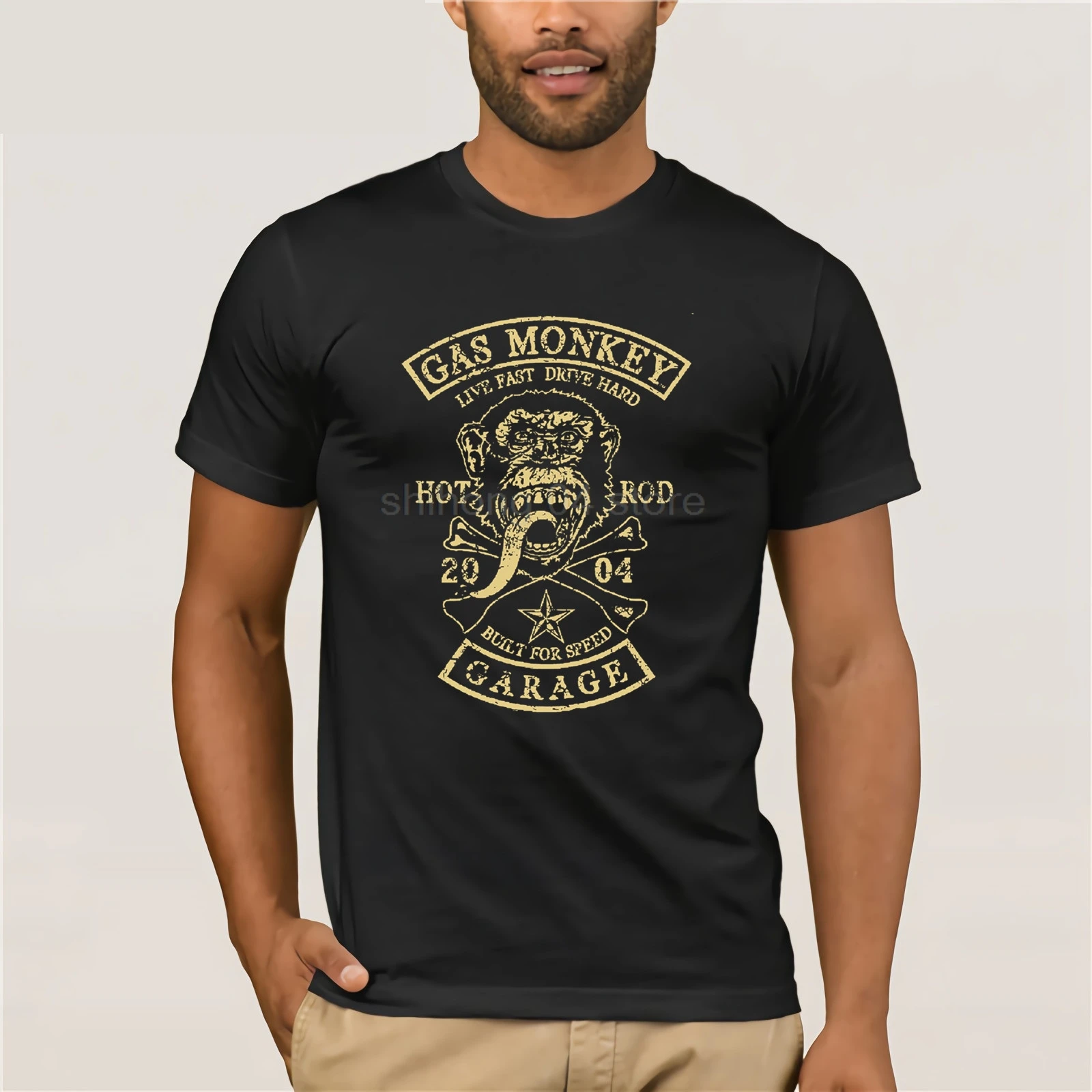 

Gas Car 31 Monkey Garage T-Shirt Kustom Builds Dallas Texas Mens Tees top Men's Short Sleeve t-shirt 2019 Streetwear Tees