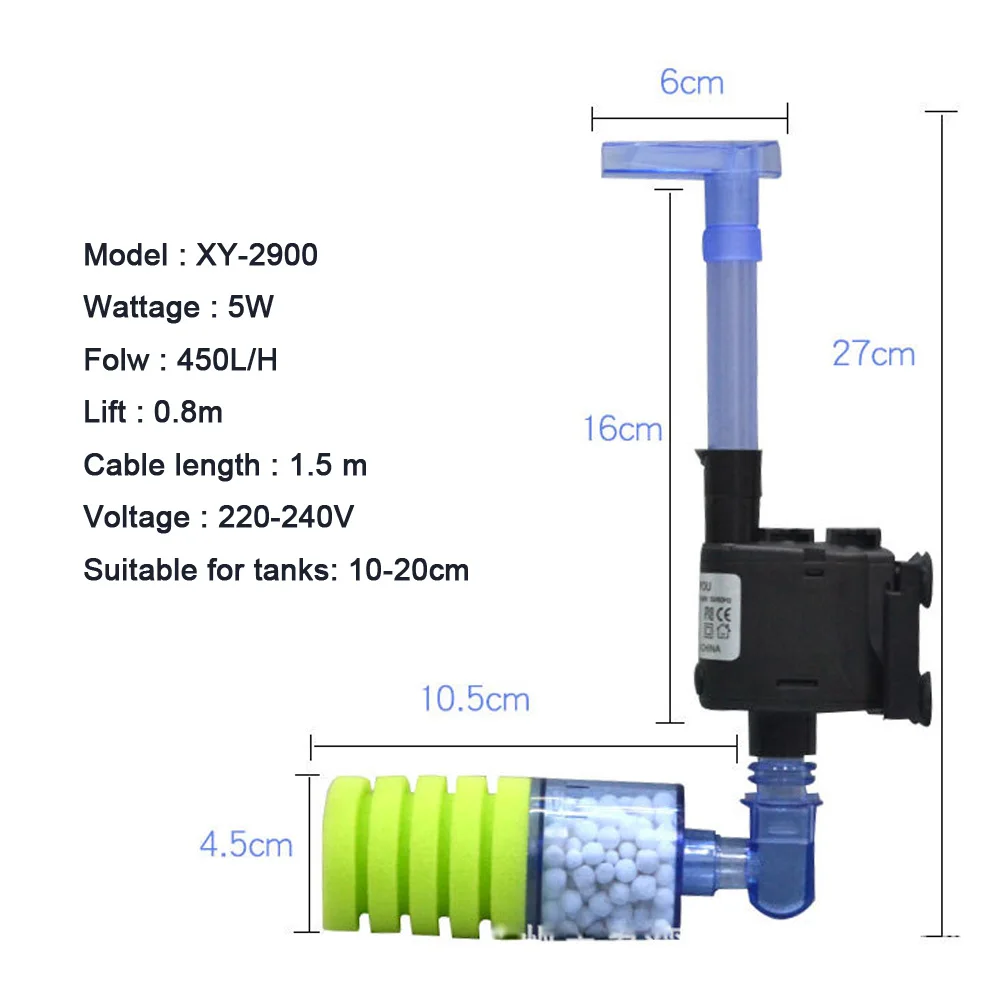 Для аквариумных рыб биохимический фильтр хлопок водяной насос мини садок для рыбы погружной насос циркуляции воды XY-2900 XY-2901 XY-2902