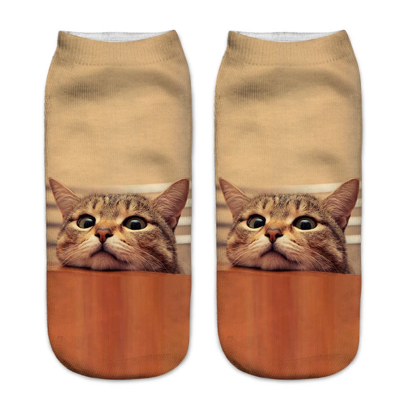 ZHBSLWT/новые женские носки с объемным принтом в виде кота; повседневные носки с рисунками из мультфильмов; короткие носки унисекс;-003