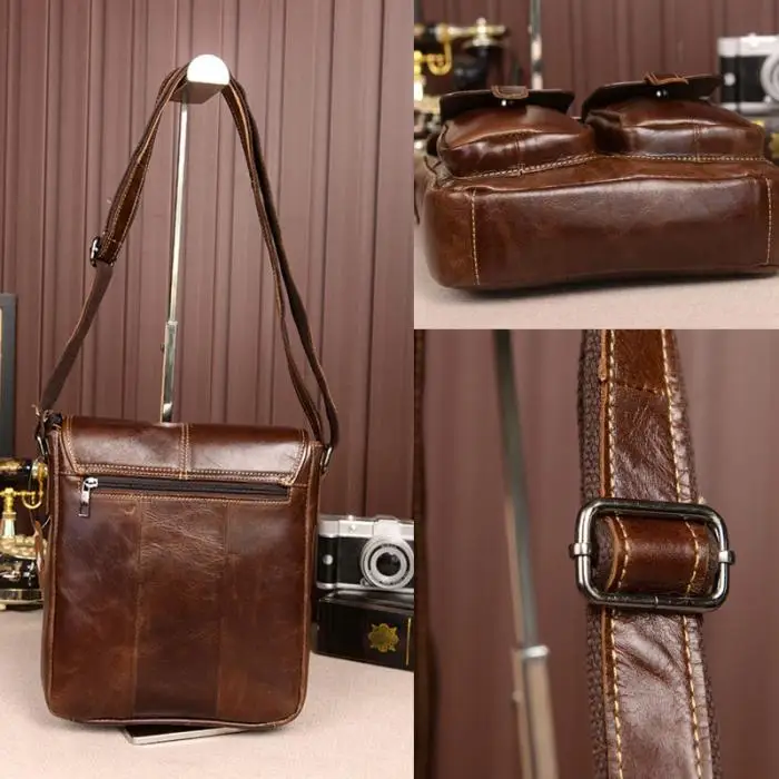 Men Shoulder Crossbody Bag Messenger Vintage Zipper Durable For Mobile Phone Business-OPK