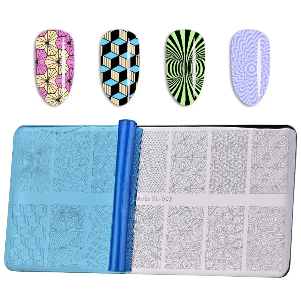 6*12cm Nail Stamping Plates Stencil Fantasy Block Flower Geometric Nail Art Stamping Plate Printing Stainless Steel Templates