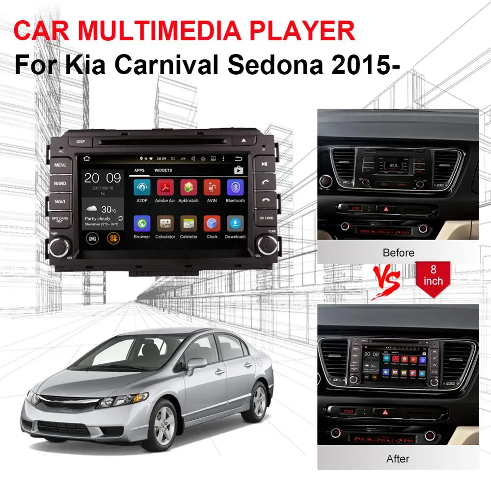 Excellent 4GB RAM Android 8.0 Octa Core Car PC Multimedia CD DVD Palyer For Kia Carnival Sedona 2015- Radio Stereo GPS WIFI Bluetooth 3 Excellent 4GB RAM Android 8.0 Octa Core Car PC Multimedia CD DVD Palyer For Kia Carnival Sedona 2015- Radio Stereo GPS WIFI Bluetooth 3