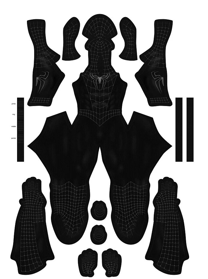 20 шт./лот, черный костюм паука для взрослых, черные костюмы паука в белую полоску, черно-белые полосатые костюмы паука для Хэллоуина