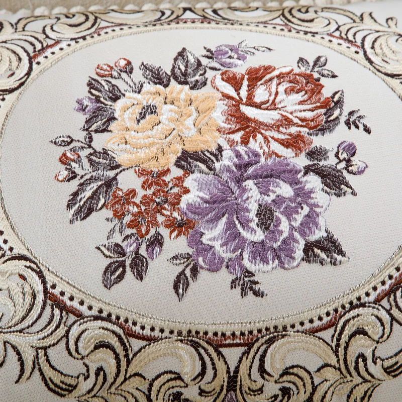 CURCYA роскошный жаккардовый бежевый чехол для дивана с цветочным рисунком Европейский французский кантри домашний декор наволочка квадратная прямоугольная круглая
