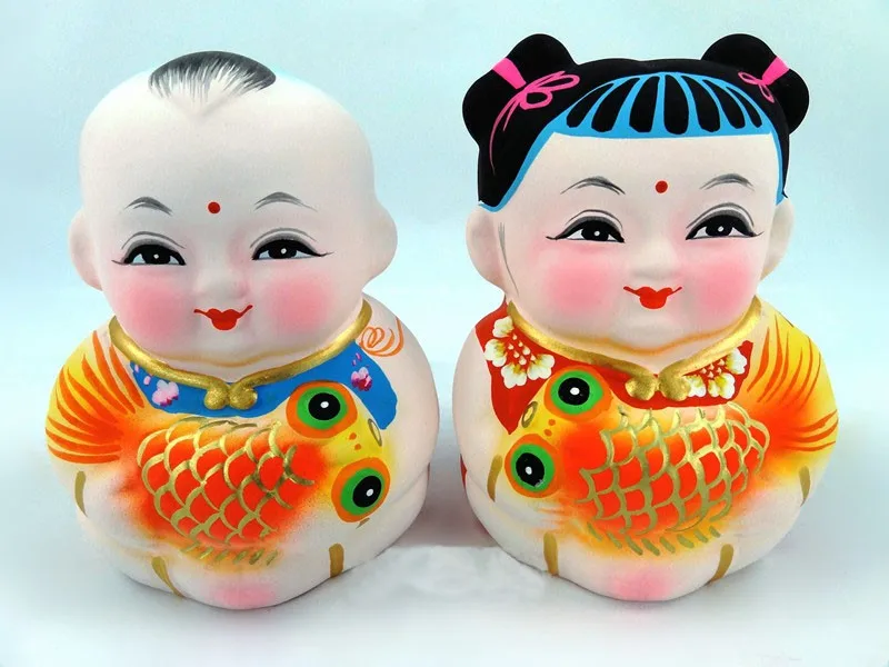 1 Pair Clay Figurines Fu Dolls Goldfish Folk Boy Girl Blessing Chinese Local Specialty Gift Gift Series Girls Confirmation Giftsgirls In High Heel Shoes Aliexpress