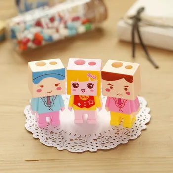 

cute novelty kawaii cartoon robot with eraser candy color Pencil Sharpeners Cutter Knife Promotional Gift Stationery wholesale