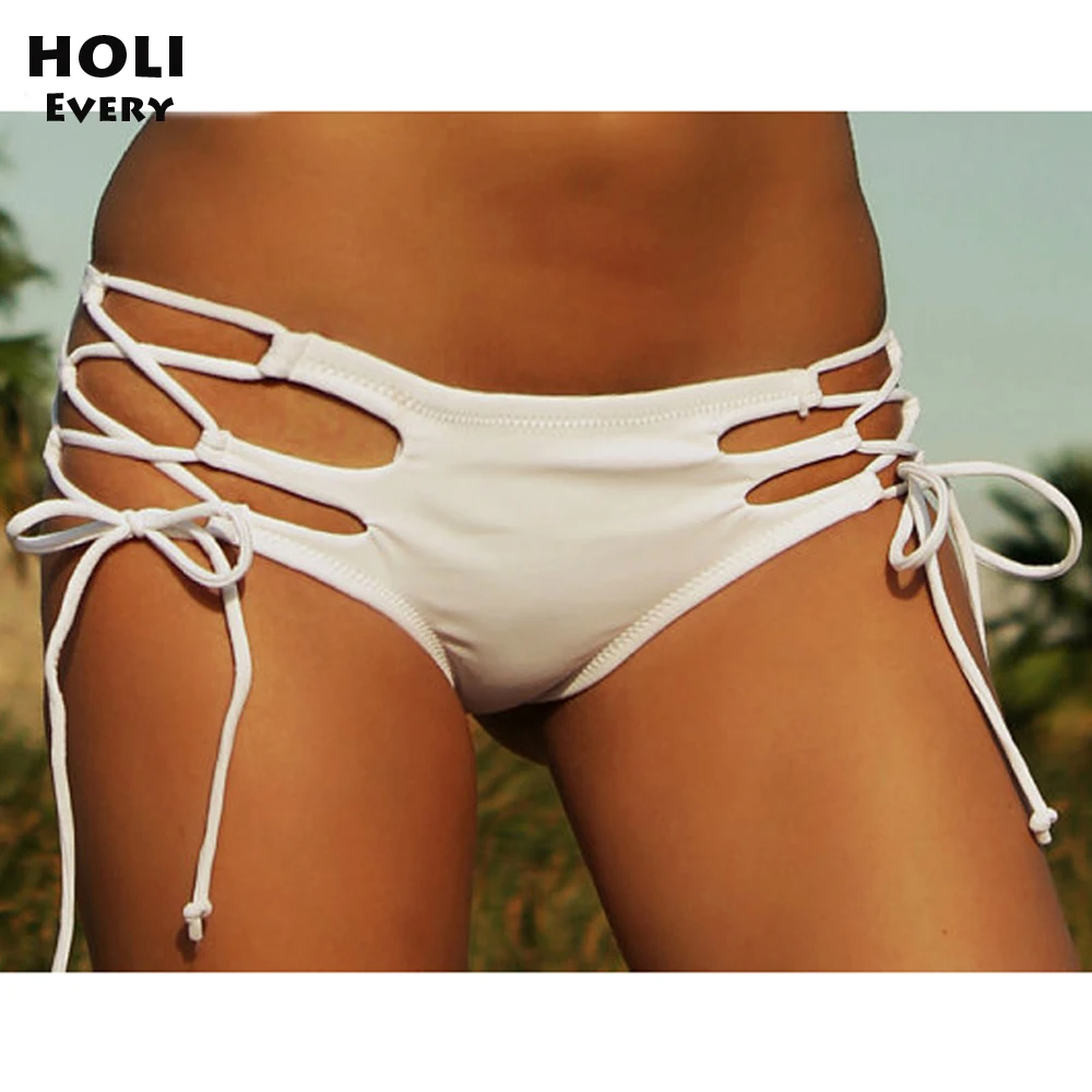 

2019 Sexy Women Bikini Bottom Brazilian Swimwear Swimsuit Strappy Brief Tanga Panties Underwear Beach String Biquini Black White