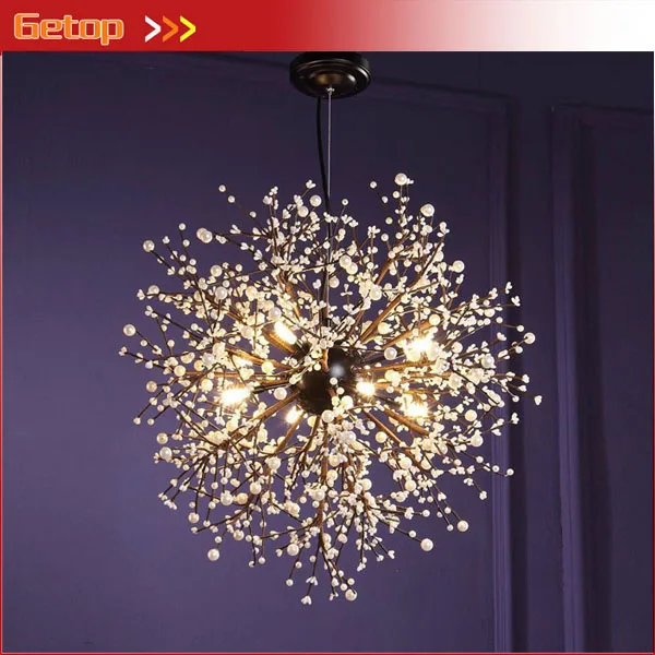 

GETOP Nordic Creative Pendant Lamp Firework LED Vintage Wrought Iron Chandelier Lighting for Restaurant Bar D60/80/120cm