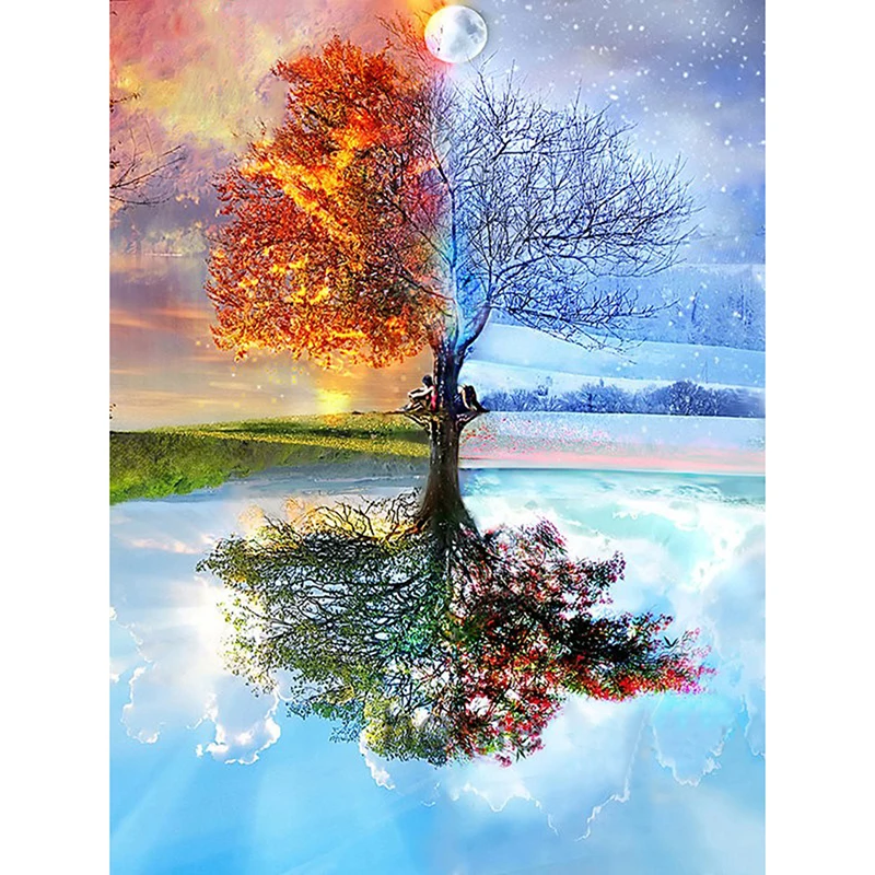 

100% Full DIY 5D Diamond Painting Seasons Tree Cross Stitch Diamond Embroidery Patterns Square Diamond Mosaic RS346
