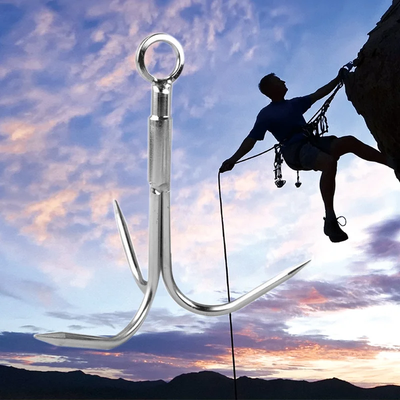 

Stainless Steel Outdoor Survival Grappling Hook Rock Climbing Claw Carabiner
