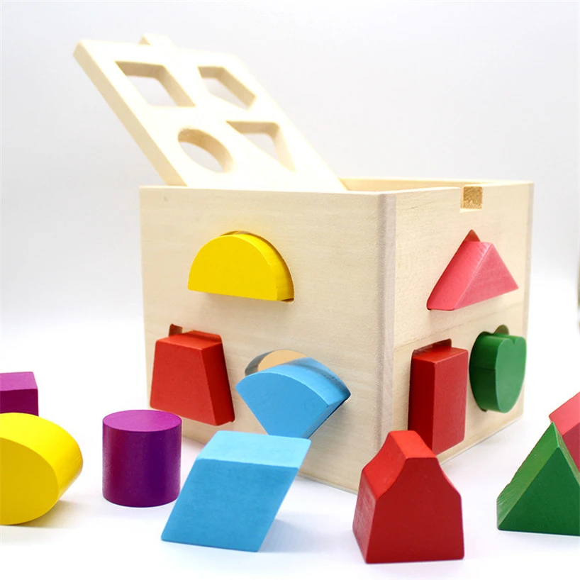 

Early education wooden three - dimensional toys geometric shape Baby Wooden Building Puzzle Toy 3D IQ Puzzle For Kids RE3