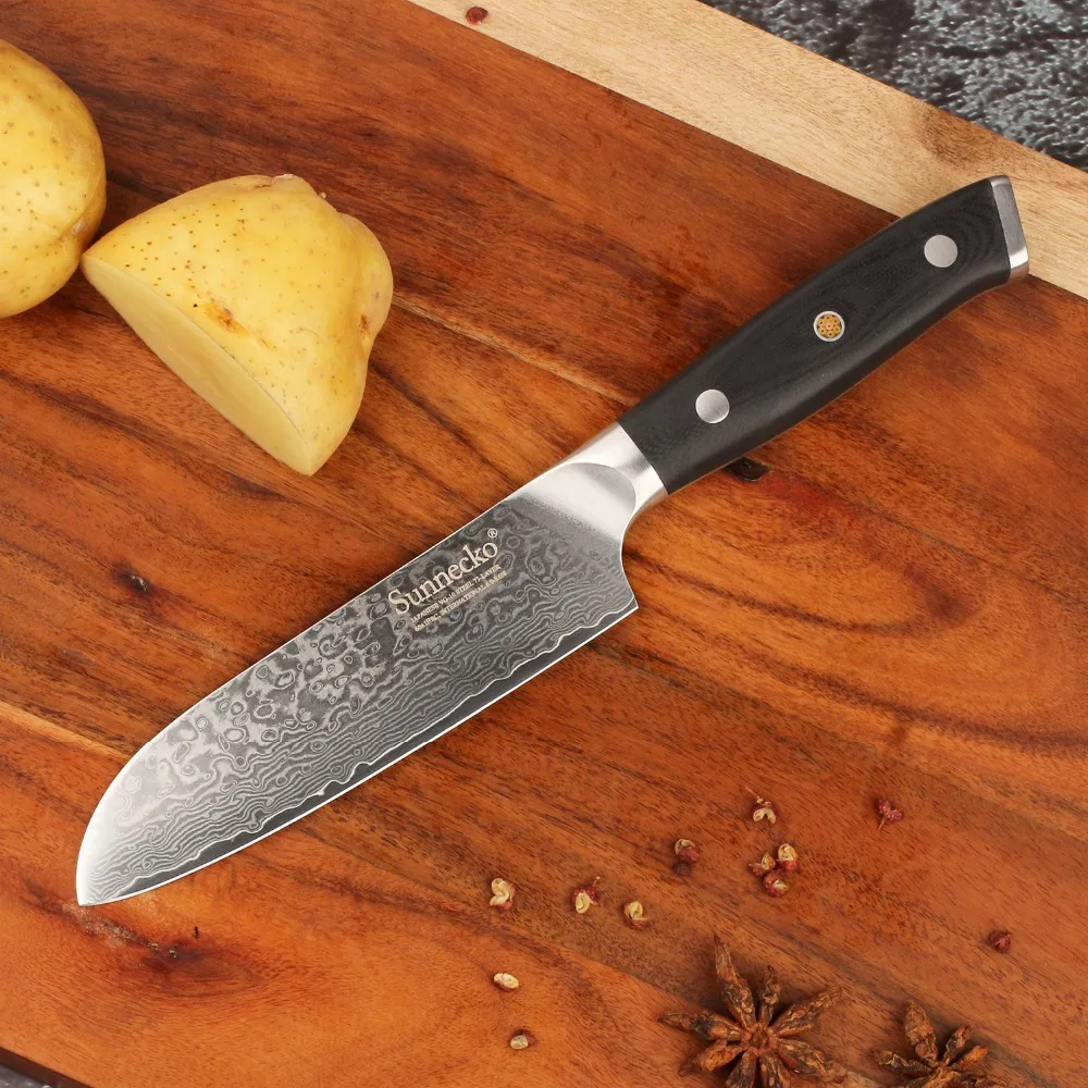 SUNNECKO 5" inch Santoku Knife Japanese Damascus VG10 Steel Kitchen