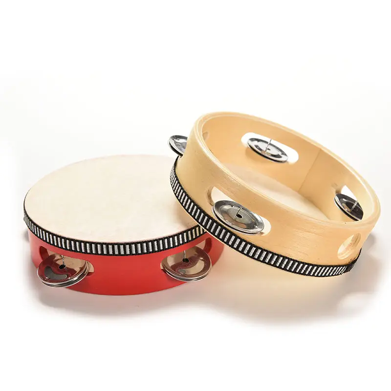 Musical Tambourine Beat Instrument Hand Drum Childrens Kids Musical Tambourine Wooden Drum Rattles Educational Toy 