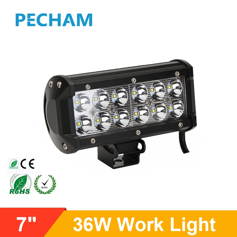 

Pecham 7" Inch 36W LED Work Drive Light Bar for Truck Trailer 4x4 4WD SUV ATV OffRoad Car Motorcycle Boat Spot Beam Lamp Bulb