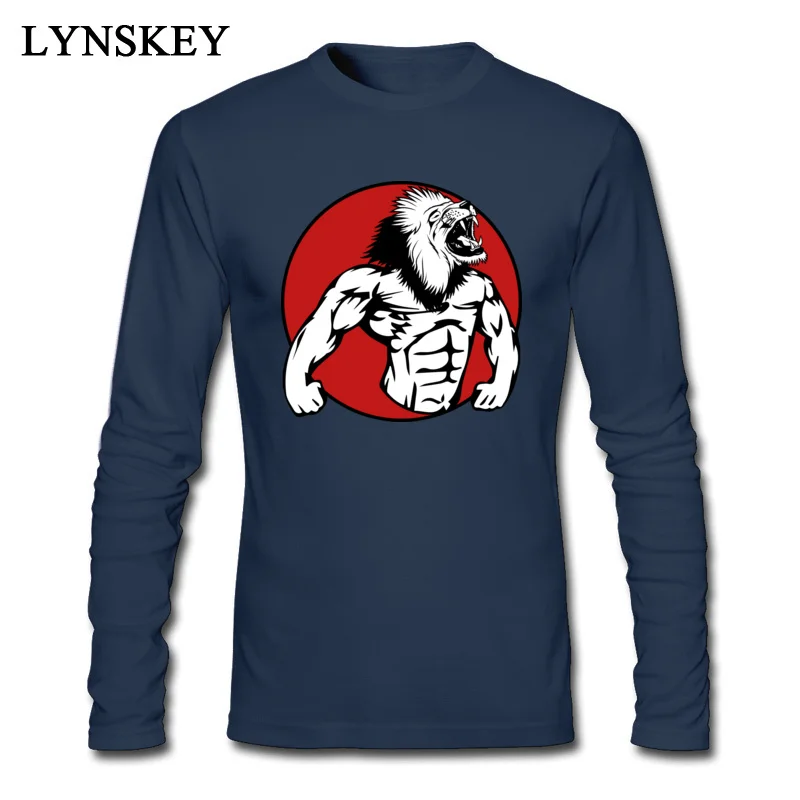 3D Printed Tops Tees Company O Neck Long Sleeve Iron Lion 100% Cotton Men T-Shirt Summer Fall Tee Shirts Top Quality Iron Lion navy
