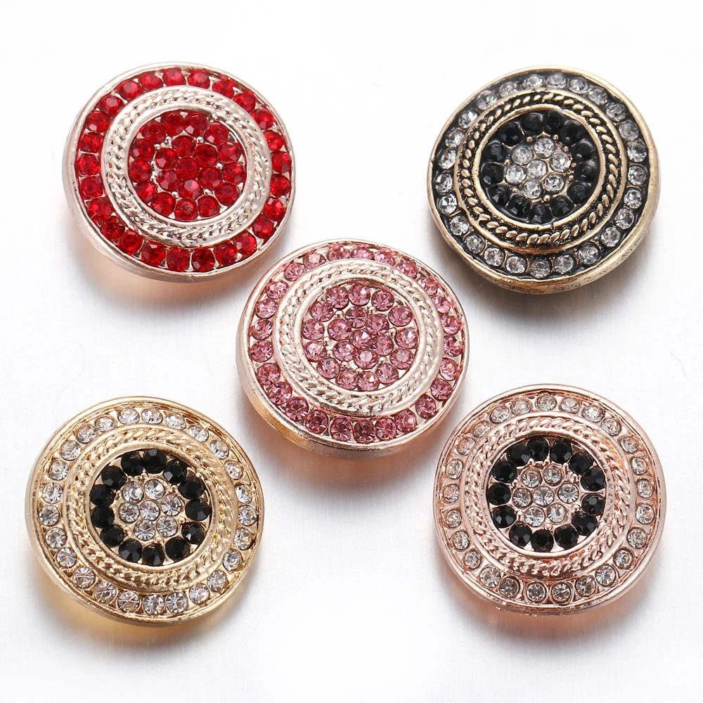 

6pcs/lot New Snap Button Jewelry rose gold Round Crystal Snap Charms Fit 18mm/20mm Ginger DIY Snap Button Bracelet&Bangles