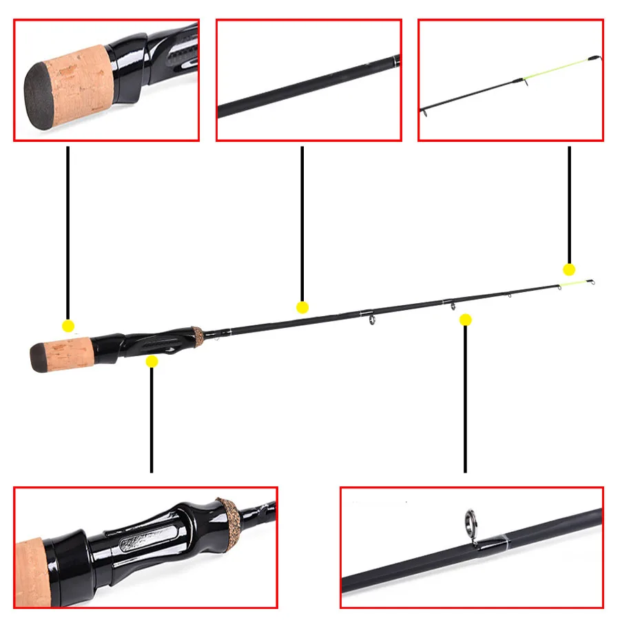 Outdoor Winter Ice Fishing Rods Pole Portable Winter Fishing Rods Spinning 1 Sections Fish Pole 19inch 2