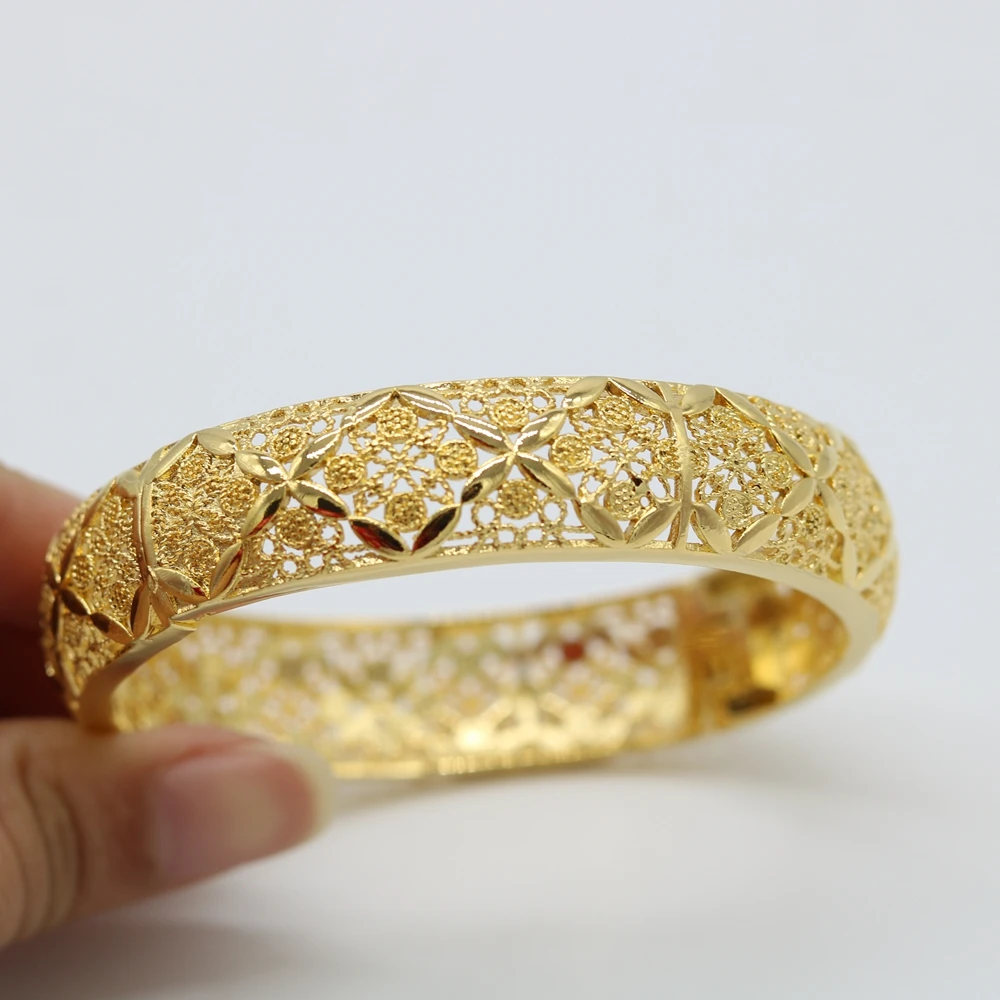 Женский браслет толстый с желтым золотом|women bangles|bracelet yellowthick bangle |