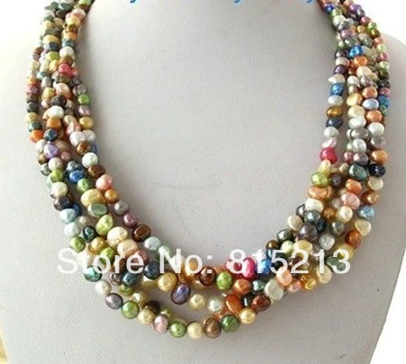 

ddh001263 5Strands Mixed Colors Nugget Baroque Freshwater Pearl Necklace