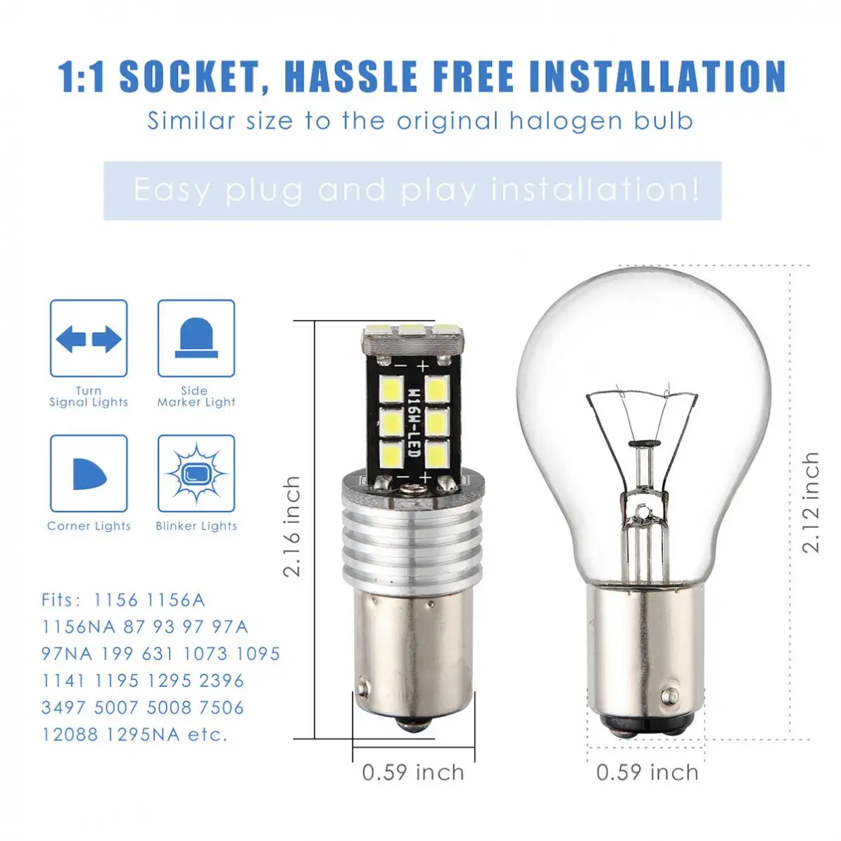 Buy 2pcs DC 12V Super White 1156 BA15S P21W 15 SMD 2835 LED Car Bulbs Auto Brake lamp Turn signal Light Bulb