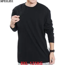 Осенняя мужская футболка с длинным рукавом, зимние футболки размера плюс, большой 5XL, повседневные хлопковые 7XL 8XL, домашние Большие футболки, черные, синие, простые 52