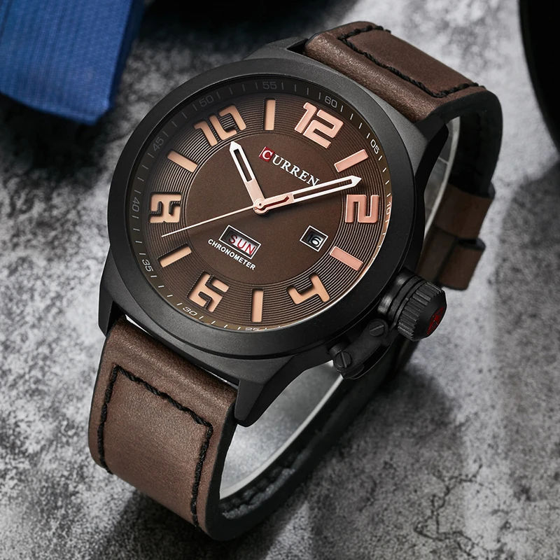 

2018 CURREN New Watch Men Top Brand Fashion Casual Business Quartz Wristwatch Leather Men Watch Clock Waterproof Relogio 8270