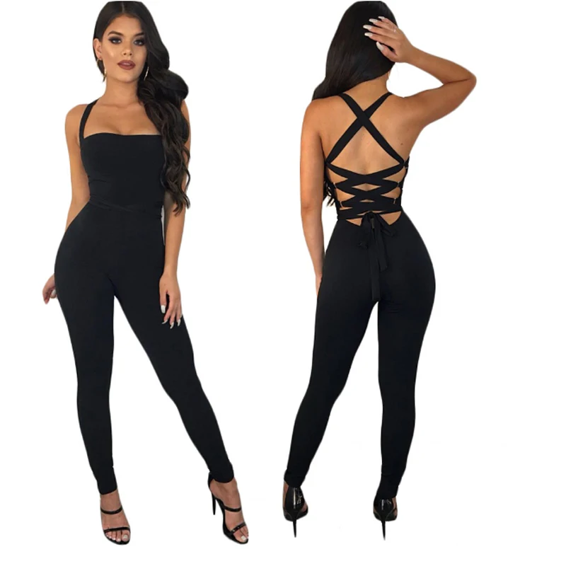 Women Legging Sling Jumpsuit High Waist Summer Backless Jumpsuit Ankle