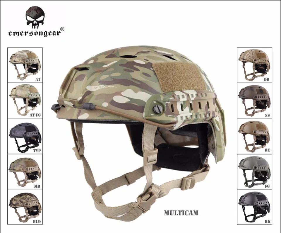 Военный страйкбол шлем походные Emerson Быстрый Шлем BJ ТИП Мультикам черный EM5659