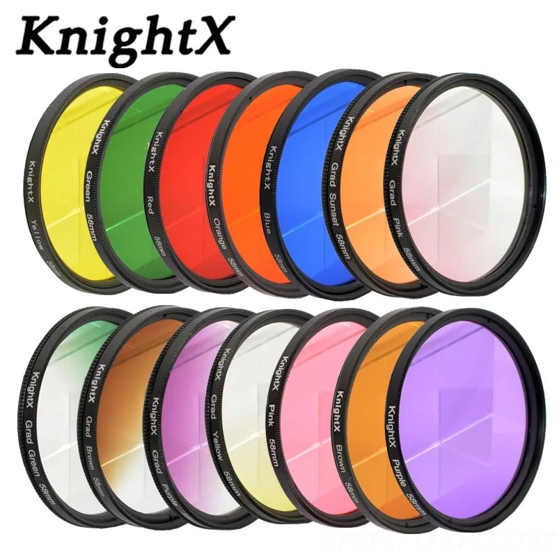 Цветной фильтр KnightX 24 49 мм 52 55 58 67 77 градиентный nd для объектива nikon canon sony eos фото dlsr