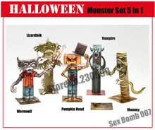 Clásico de Halloween Cabeza de Calabaza, hombre lobo, mamá, Lizardfolk, Vampire Kits De Papel Modelo Para Niños Adultos De Papel Juguete Modelos De Hobby