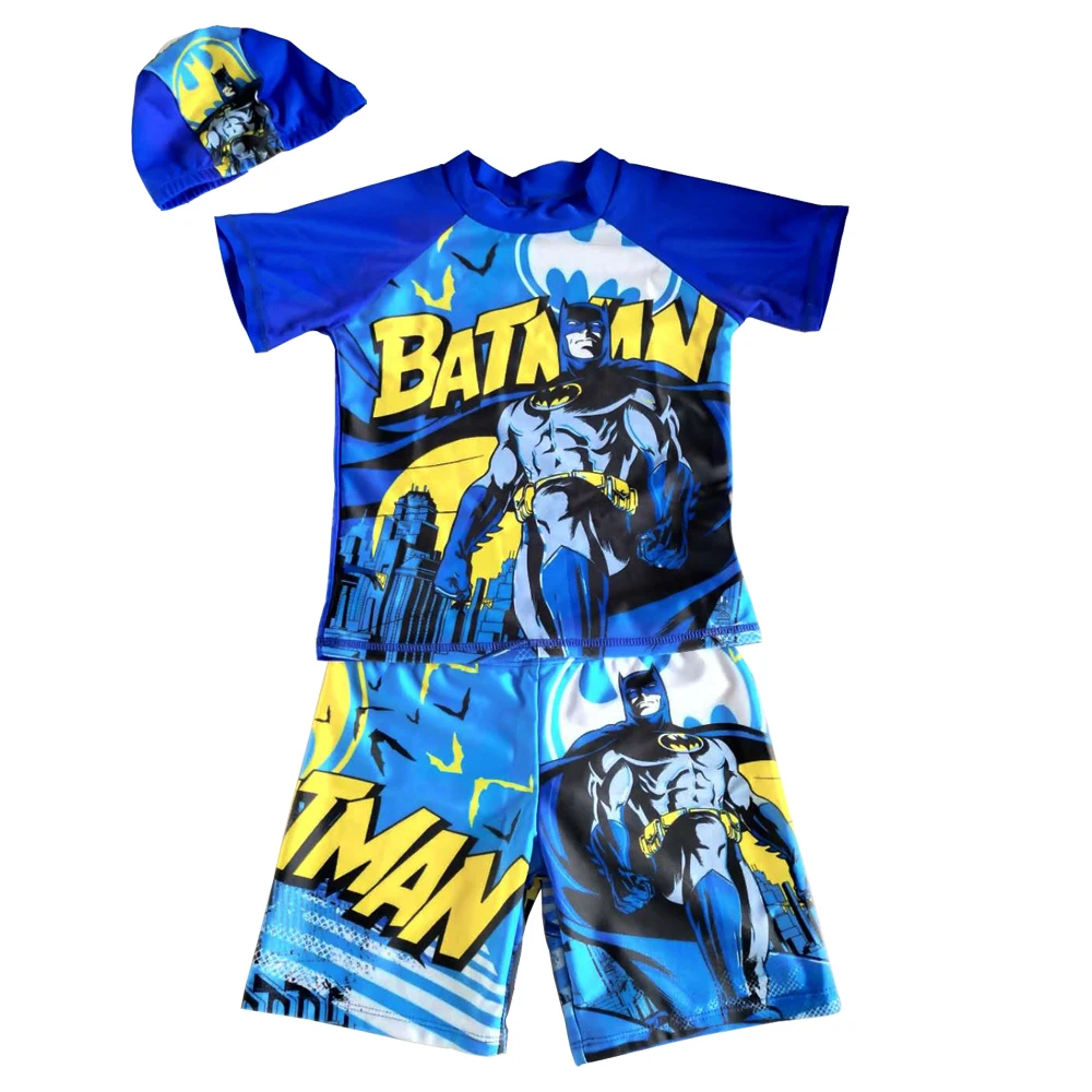 Boys Swimsuit Two Piece Rash Guard UPF50+ Sleeve Sunsuit Swimwear Sets Cartoon Children Swimming Suit With Swimming Cap Bathsuit (5)