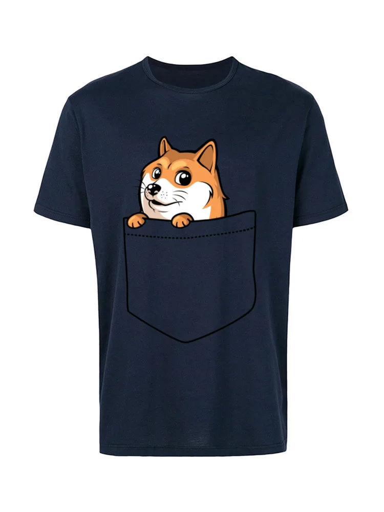 Doge Pocket Pocket Doge 16272 Tops Shirts 2018 Fashion O Neck T Shirts comfortable Short Sleeve Pure Cotton Men Top T-shirts Doge Pocket Pocket Doge 16272 navy