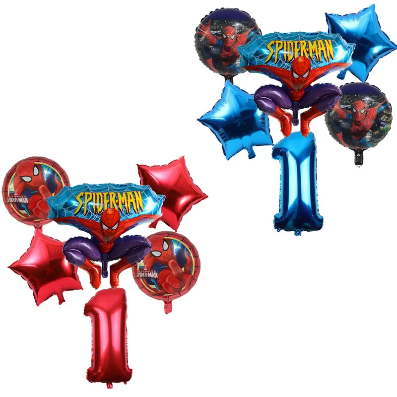 

6pcs/set Spiderman Foil Balloons star and number heart Balloon birthday party decorations kids toy Supplies baby shower globos