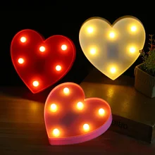 Letter Lamps Indoor Decorative Nights Lamps LED Night Light Romantic 3D Love Heart Marquee Wedding Party Decoration